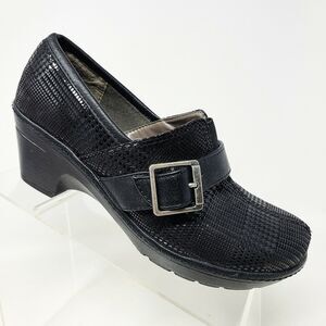 Canyon River Blues Black Houndstooth Slip On Comfort Clogs Buckle Women Shoes 10